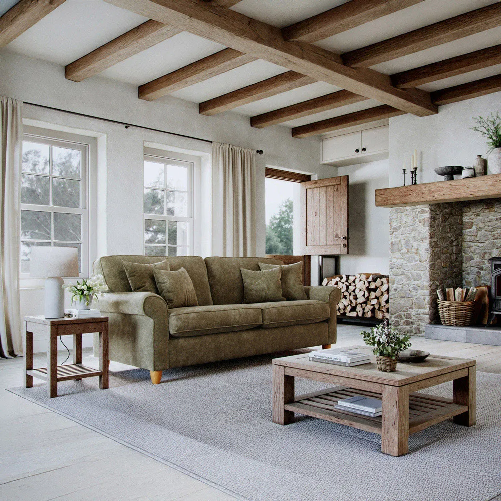 3-Seater Sofa - Green, Chenille