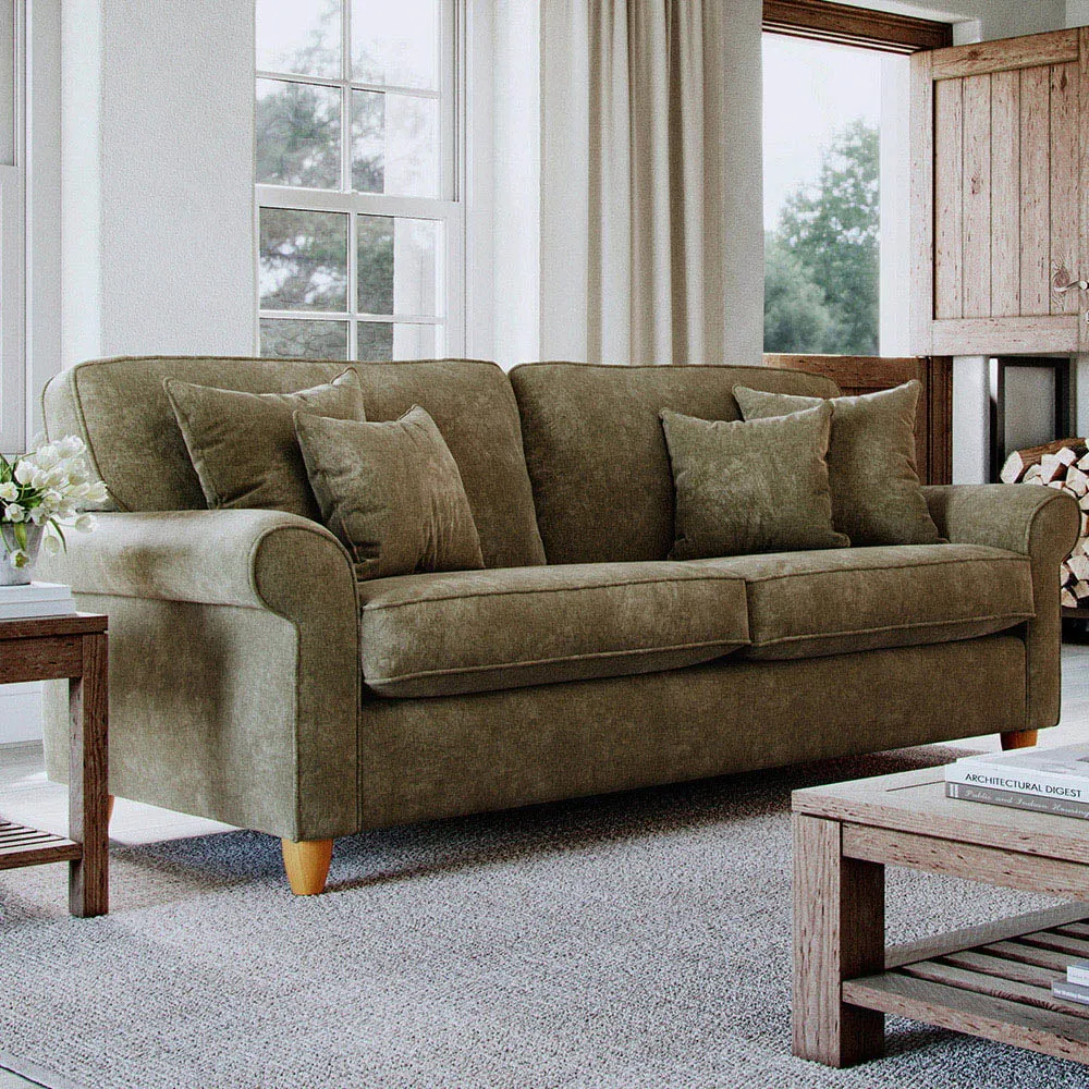 3-Seater Sofa - Green, Chenille