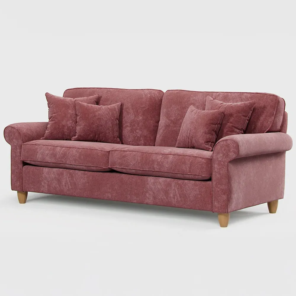 3-Seater Sofa - Red, Chenille