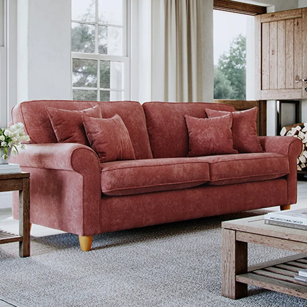 3-Seater Sofa - Red, Chenille