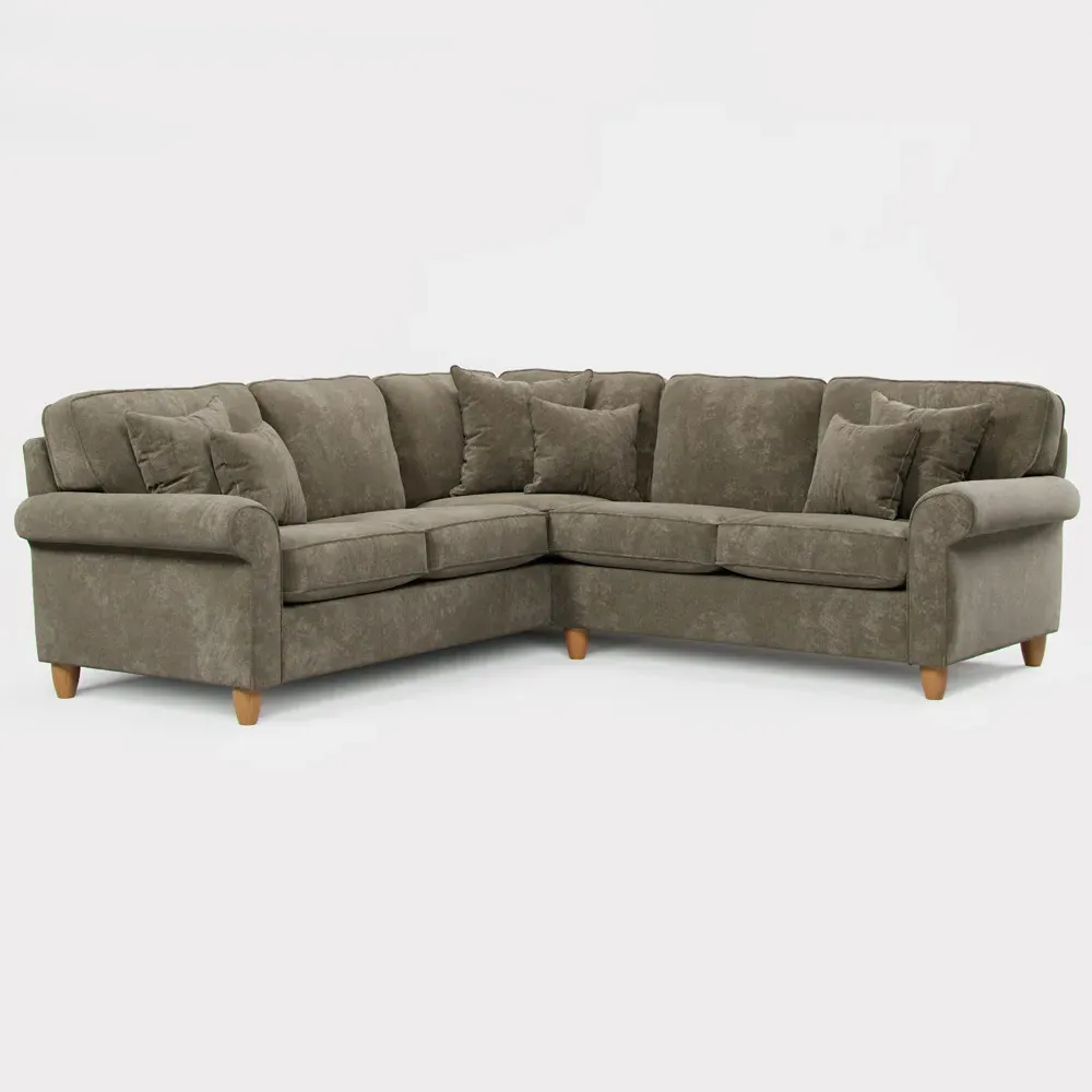 4-Seater Left Hand Corner Sofa - Green, Chenille