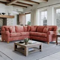 4-Seater Left Hand Corner Sofa - Red, Chenille