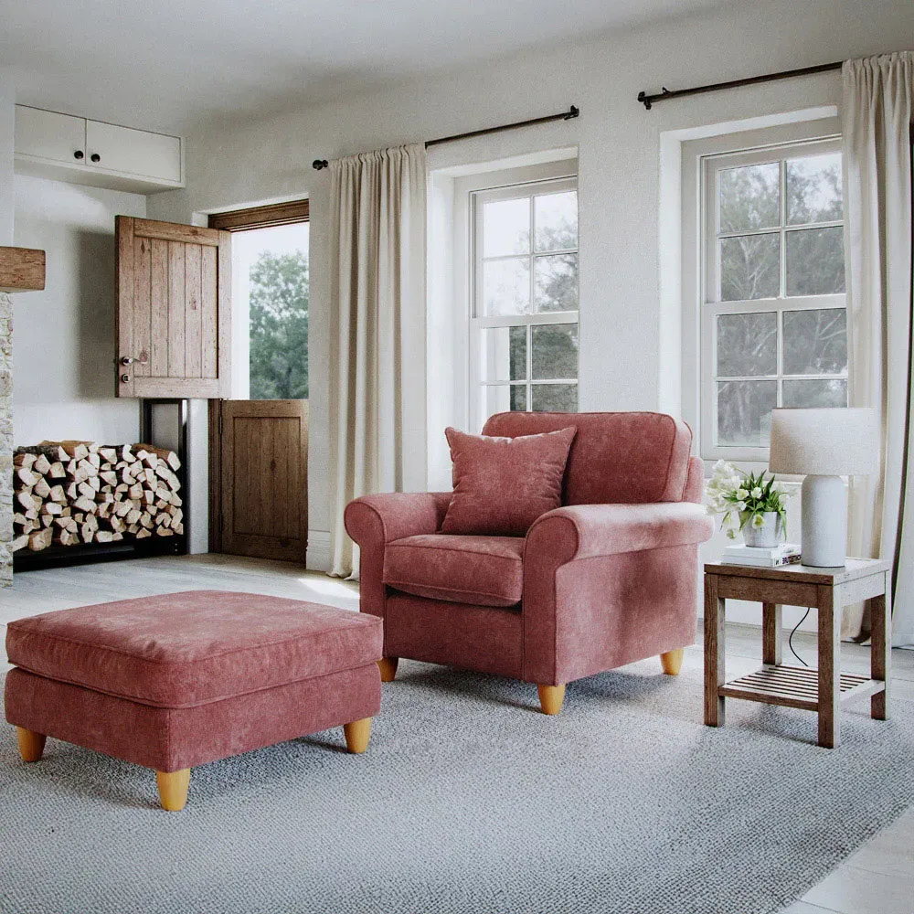 Glory Deep Terra Armchair - Red, Chenille