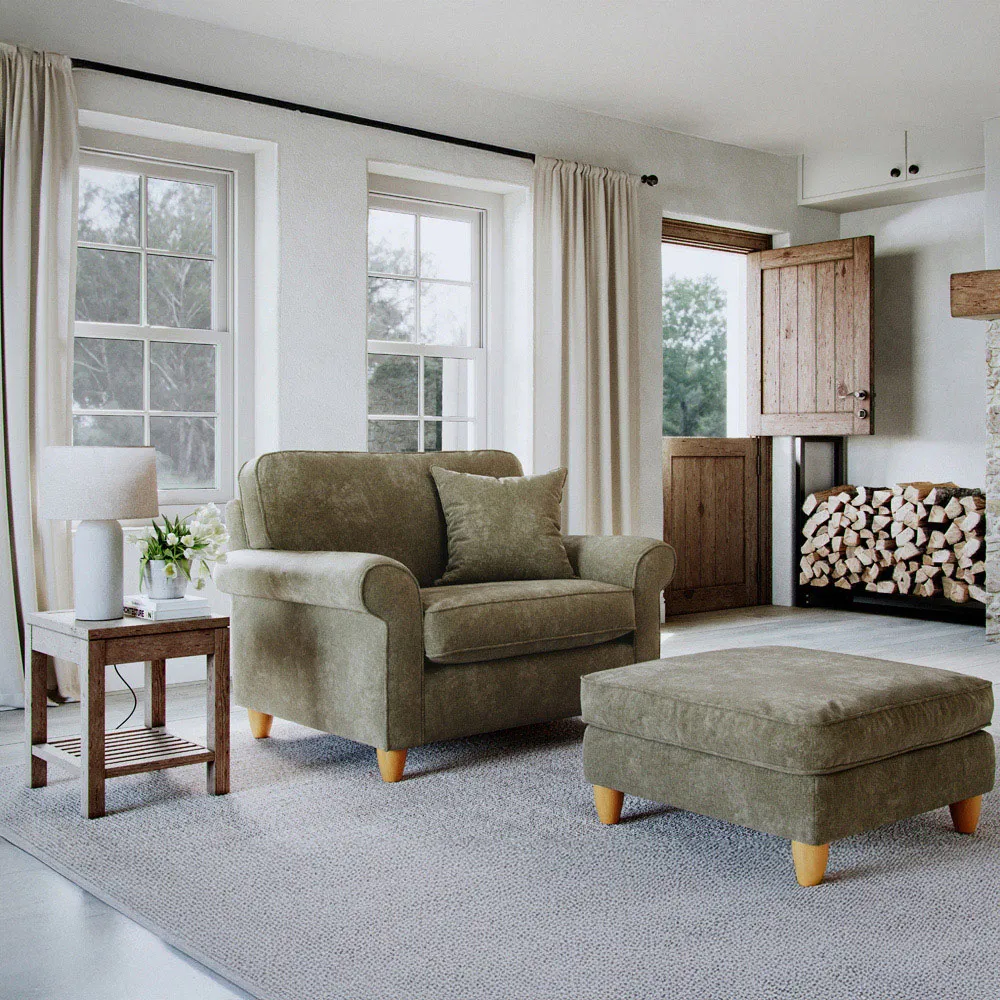 Glory Snuggle Chair - Winter Moss, Slub Chenille