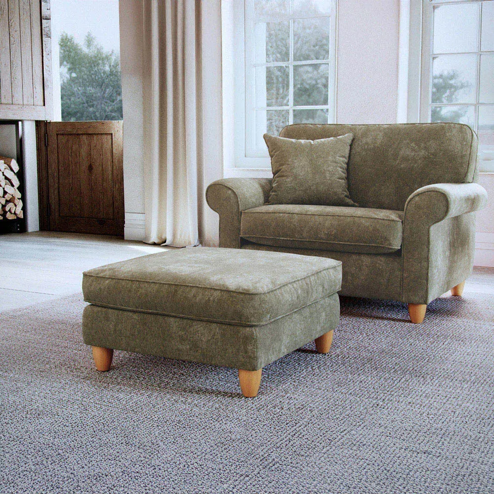 Glory Winter Moss Footstool - Green