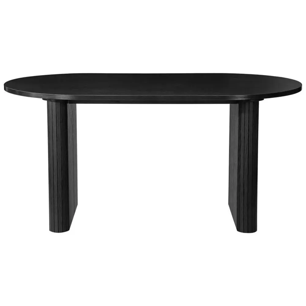 Birlea Axel 4-Seater Oval Fluted Dining Table - Black, MDF
