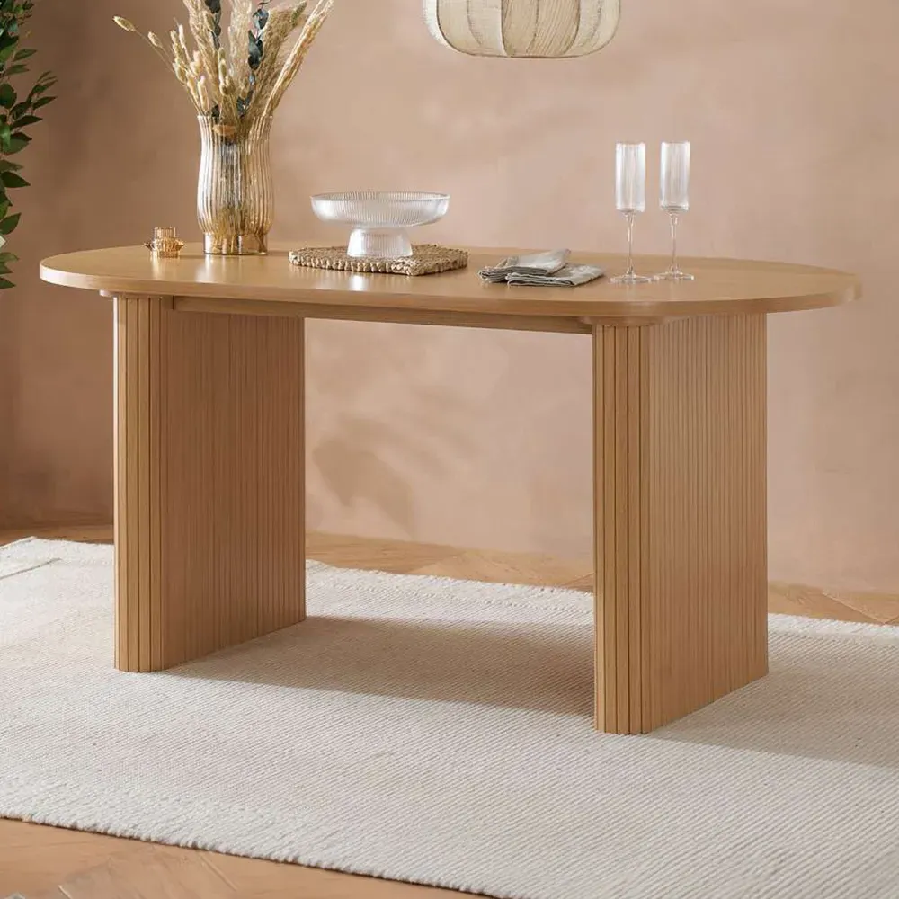 Birlea Axel 4-Seater Oval Fluted Dining Table - Brown, MDF