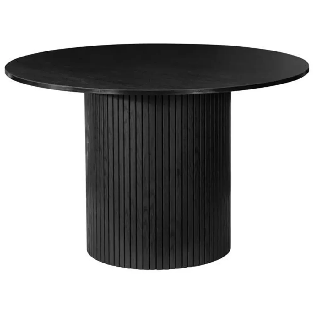 Birlea Axel 4-Seater Round Fluted Dining Table - Black, MDF