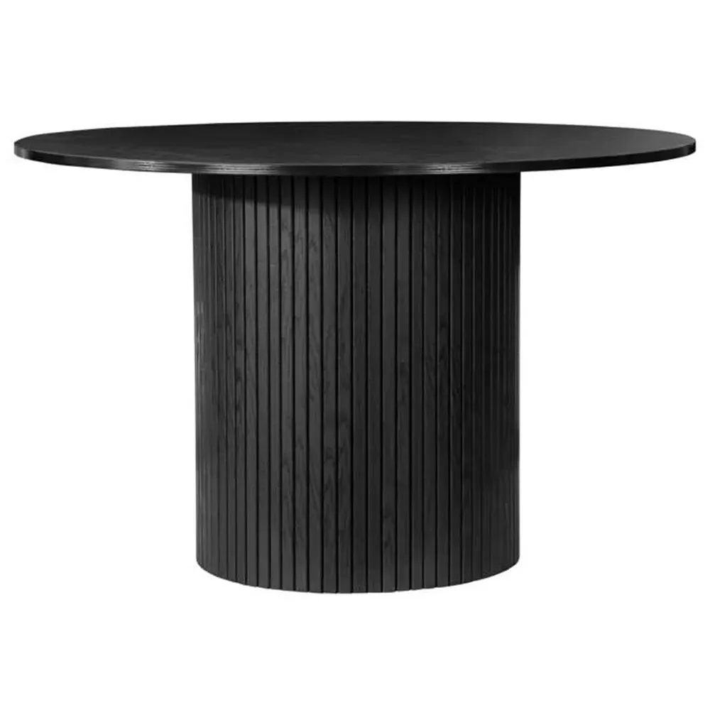 Birlea Axel 4-Seater Round Fluted Dining Table - Black, MDF