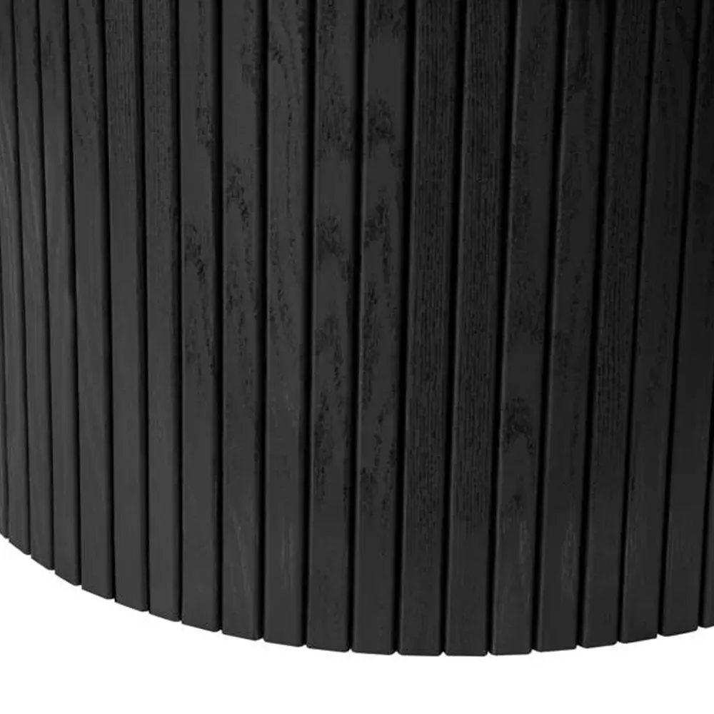 Birlea Axel 4-Seater Round Fluted Dining Table - Black, MDF