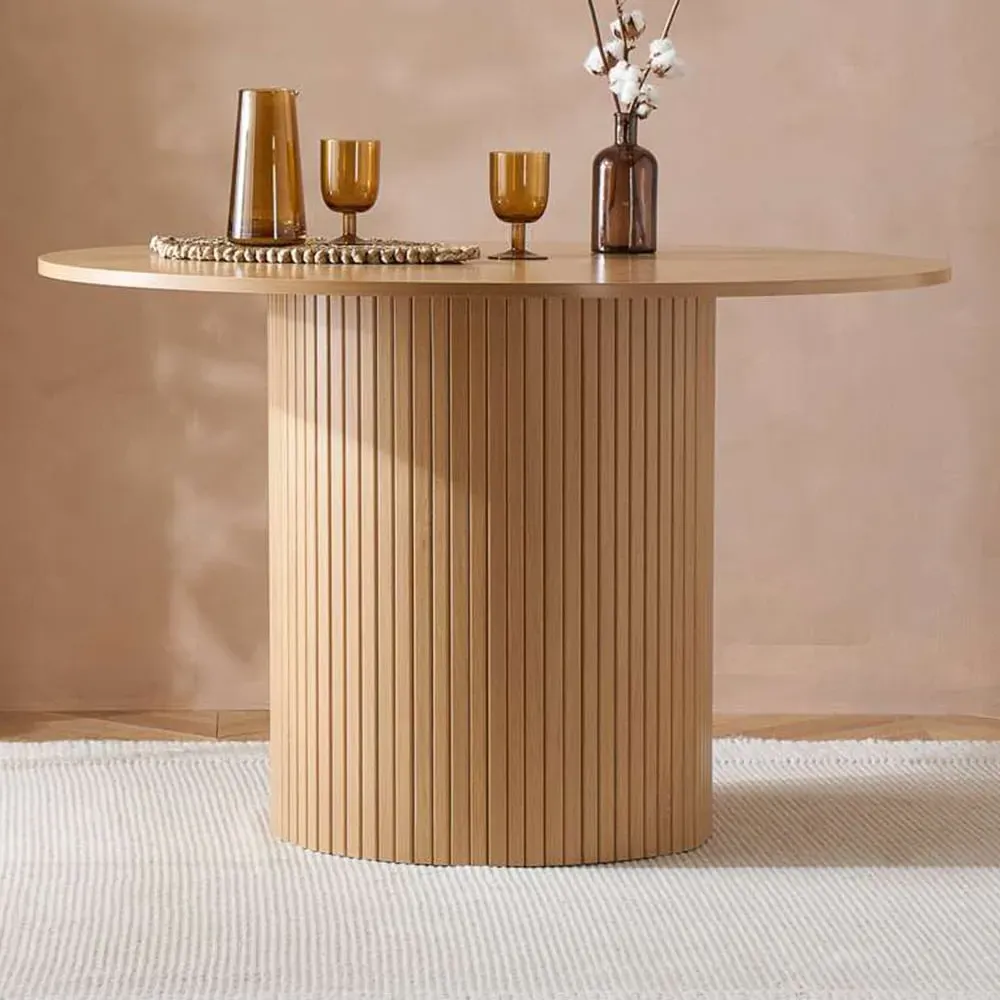 Birlea Axel 4-Seater Round Fluted Dining Table - Brown, MDF