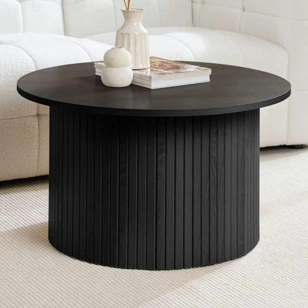Birlea Axel Round Fluted Coffee Table - Black image