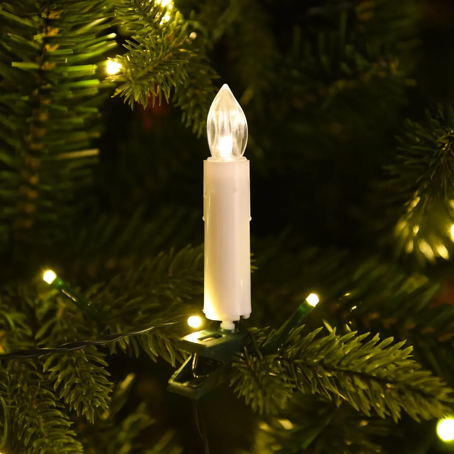 Christmas Tree LED Candle Clips String Light - White
