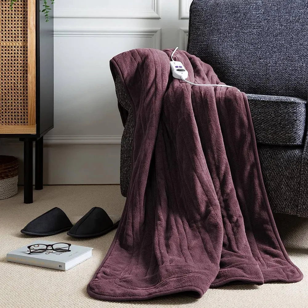 Comfy Hugs Heated Throw - Plum