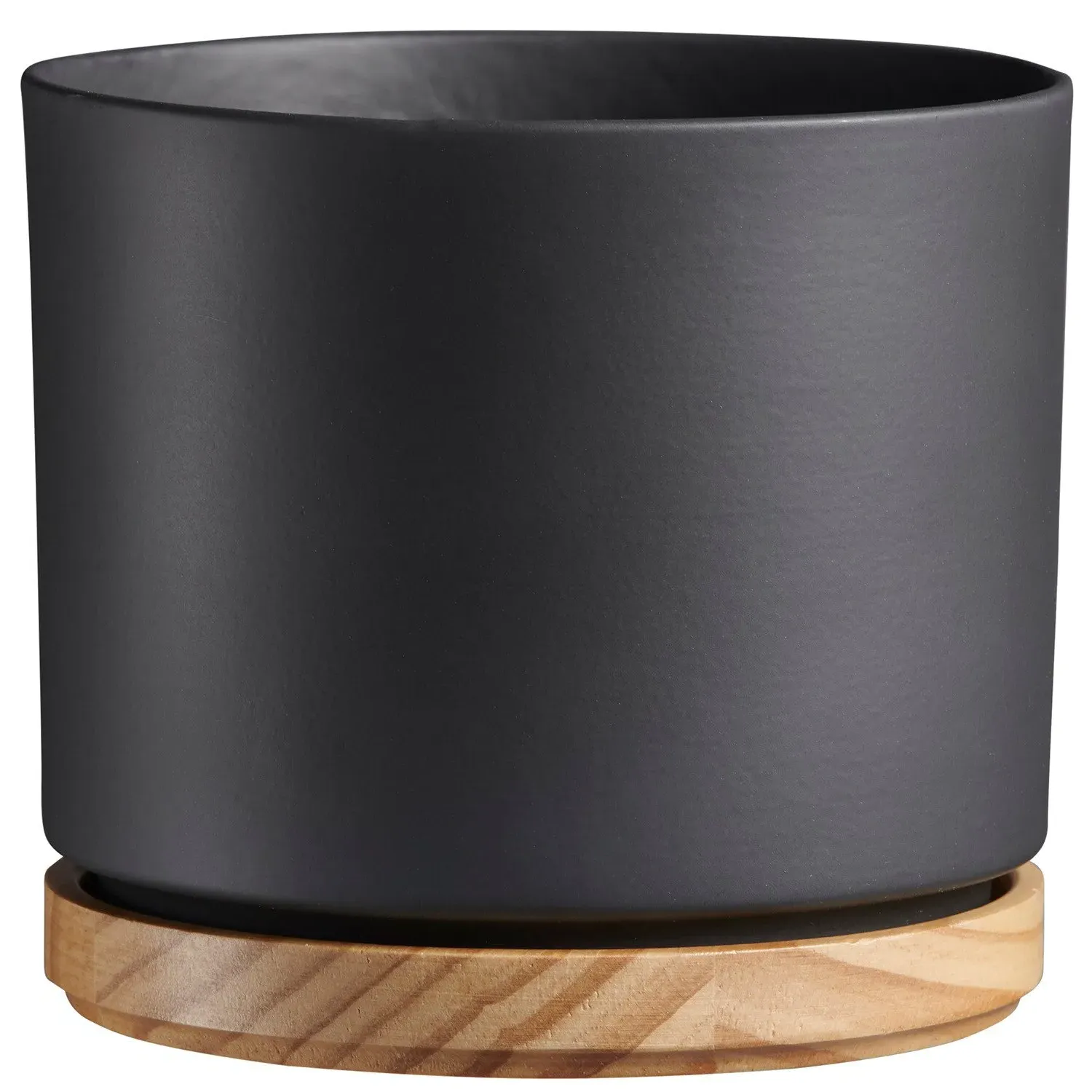Oslo Pot with Wood Base - Black image