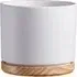 Oslo Pot with Wood Base - White