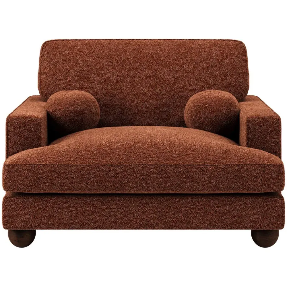 Addison 2-Seater Loveseat Sofa with Ball Feet - Orange, Velvet