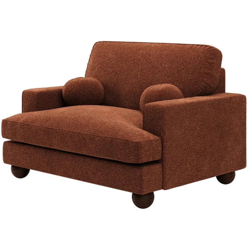 Addison 2-Seater Loveseat Sofa with Ball Feet - Orange, Velvet