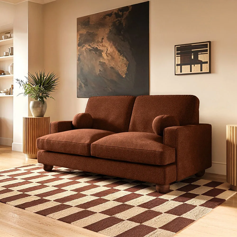 Addison 2-Seater Sofa - Burnt Orange, Chenille