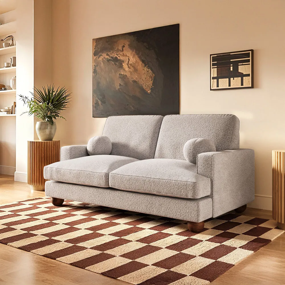 Addison 2-Seater Sofa with Ball Feet - Beige, Boucle