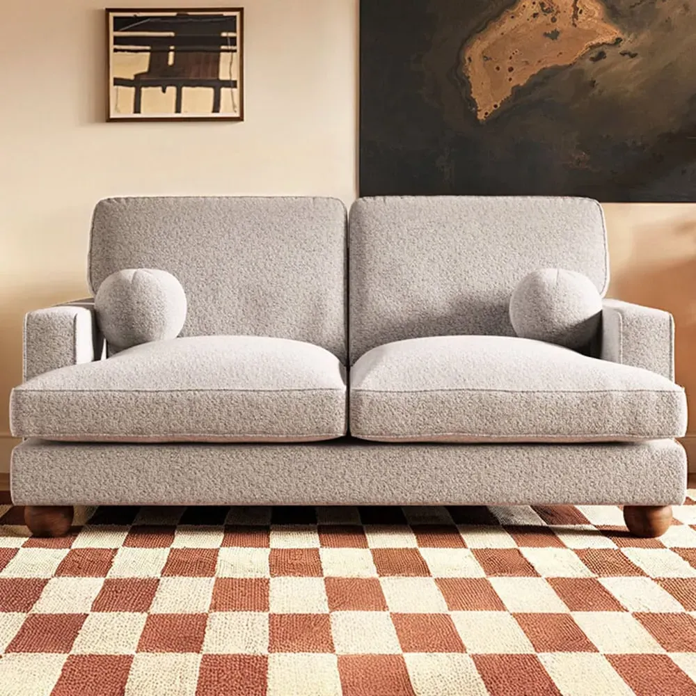 Addison 2-Seater Sofa with Ball Feet - Beige, Boucle image