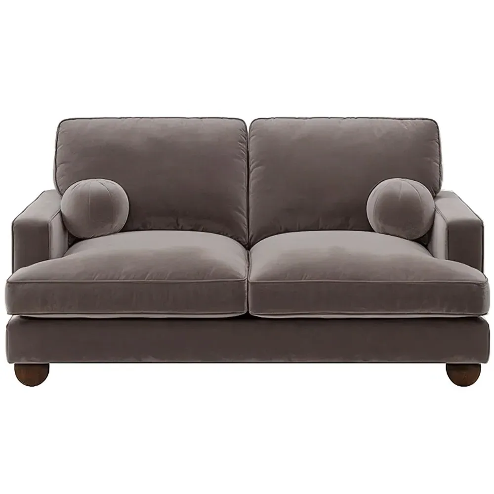 Addison 2-Seater Sofa with Ball Feet - Brown, Velvet