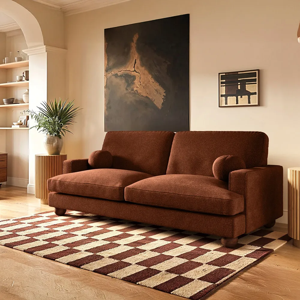 Addison 3-Seater Sofa - Burnt Orange, Chenille