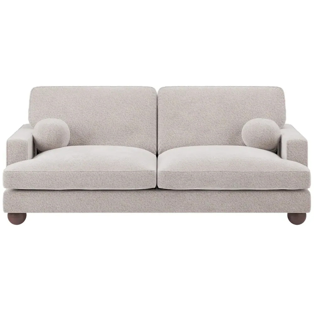 Addison 3-Seater Sofa with Ball Feet - Beige, Boucle