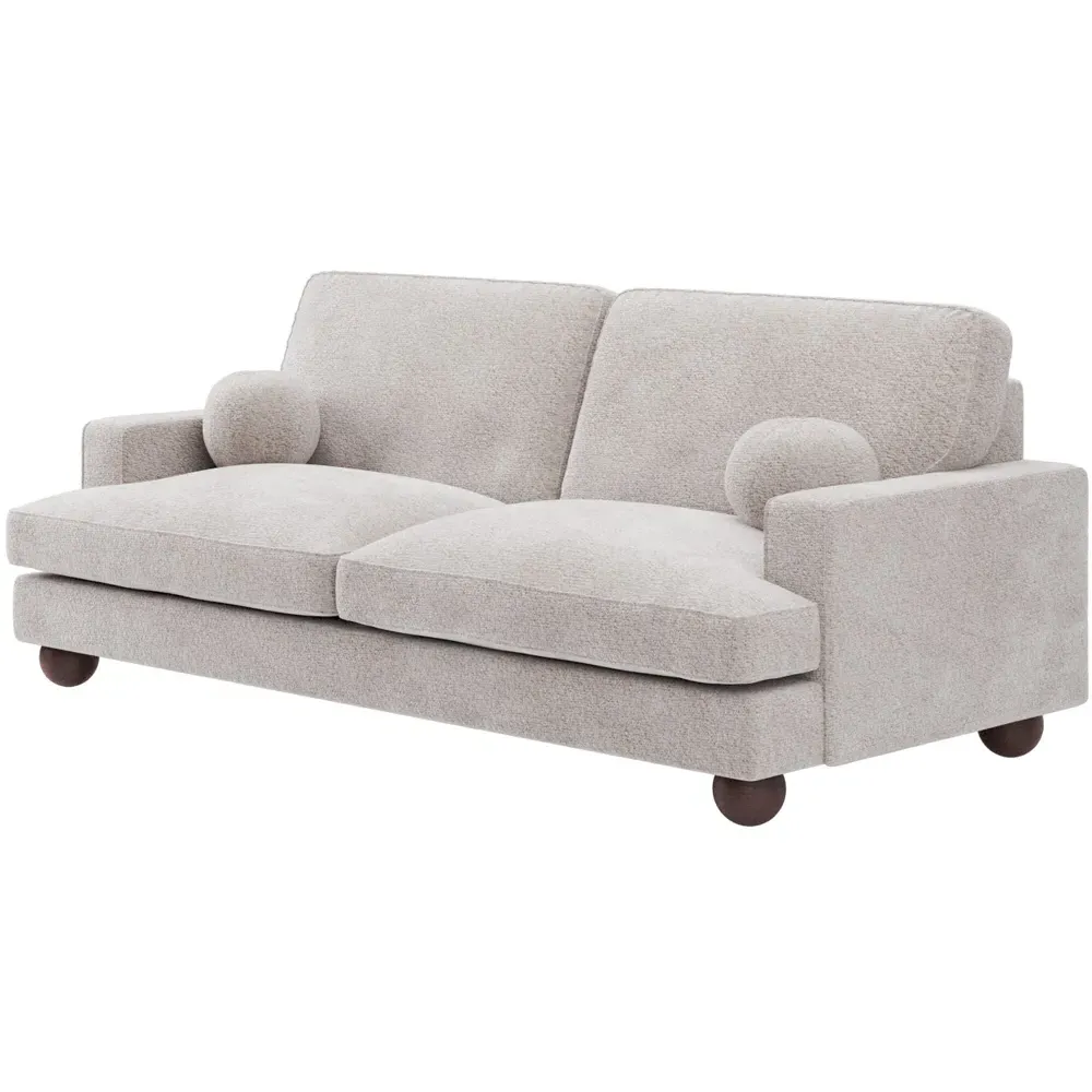 Addison 3-Seater Sofa with Ball Feet - Beige, Boucle