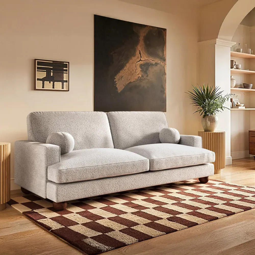 Addison 3-Seater Sofa with Ball Feet - Beige, Boucle