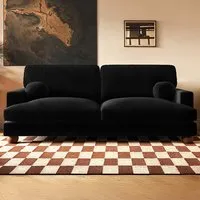 Addison 3-Seater Sofa with Ball Feet - Black, Velvet