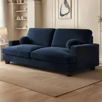 Addison 3-Seater Sofa with Ball Feet - Blue, Velvet