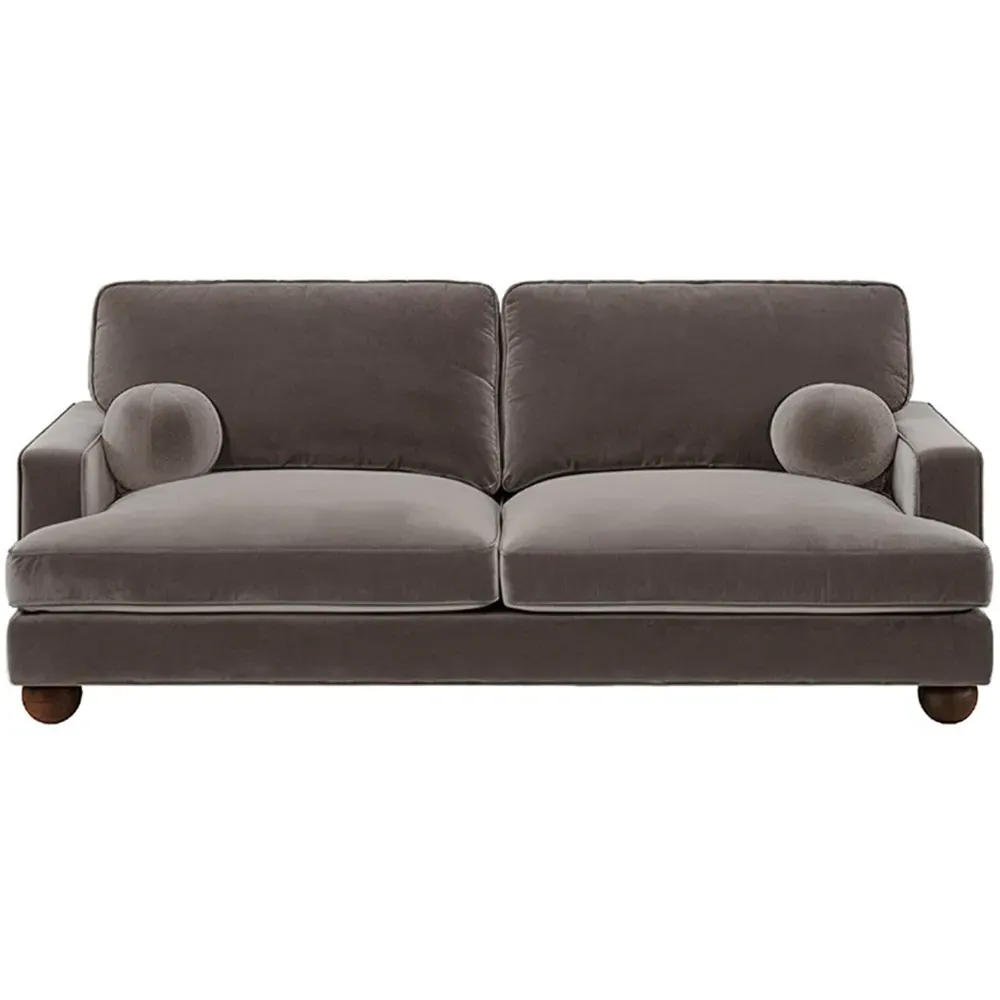 Addison 3-Seater Sofa with Ball Feet - Brown, Velvet