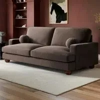 Addison 3-Seater Sofa with Ball Feet - Brown, Velvet