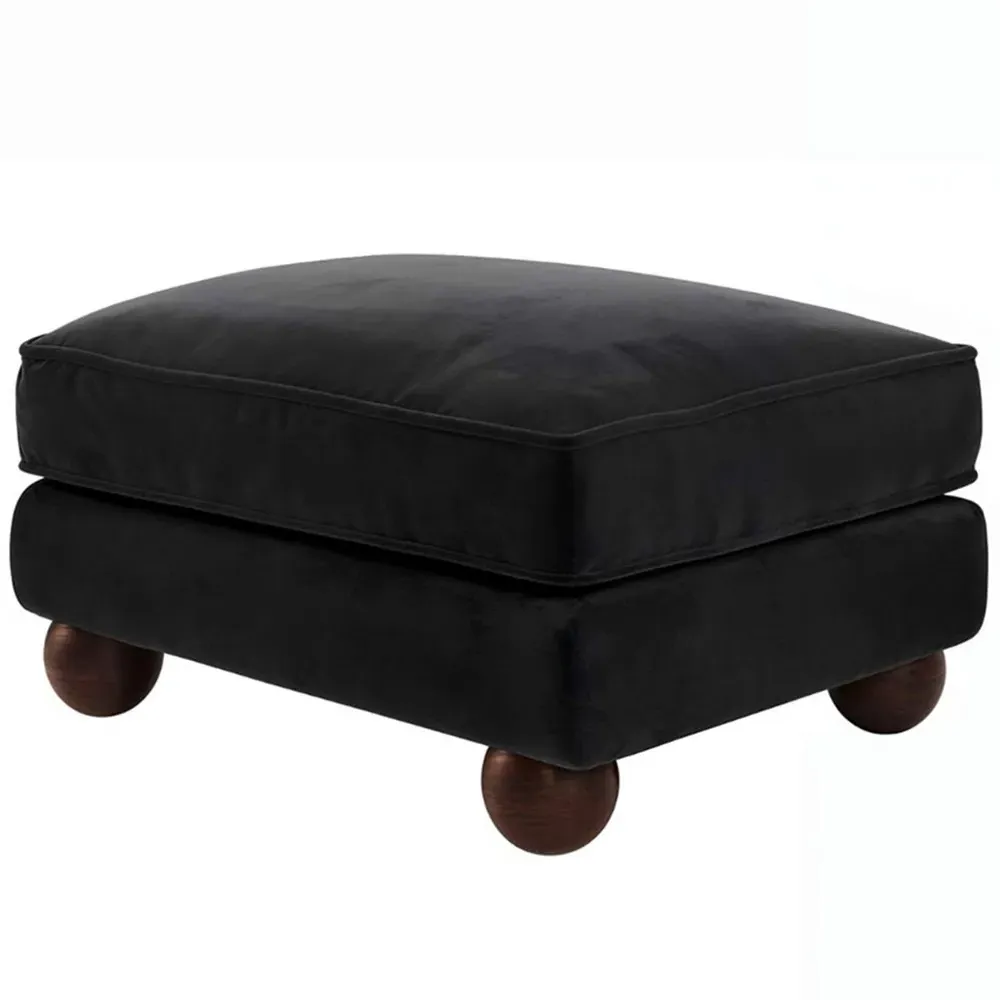Addison Footstool - Black, Velvet