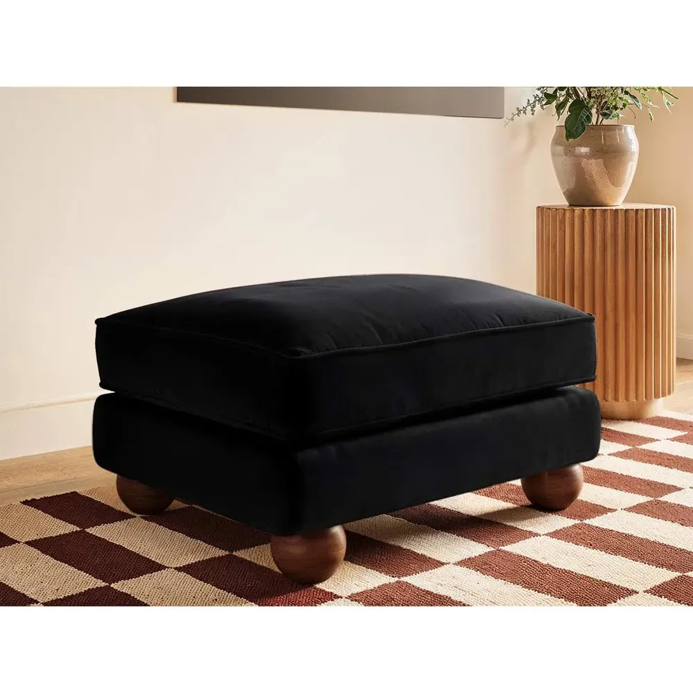 Addison Footstool - Black, Velvet
