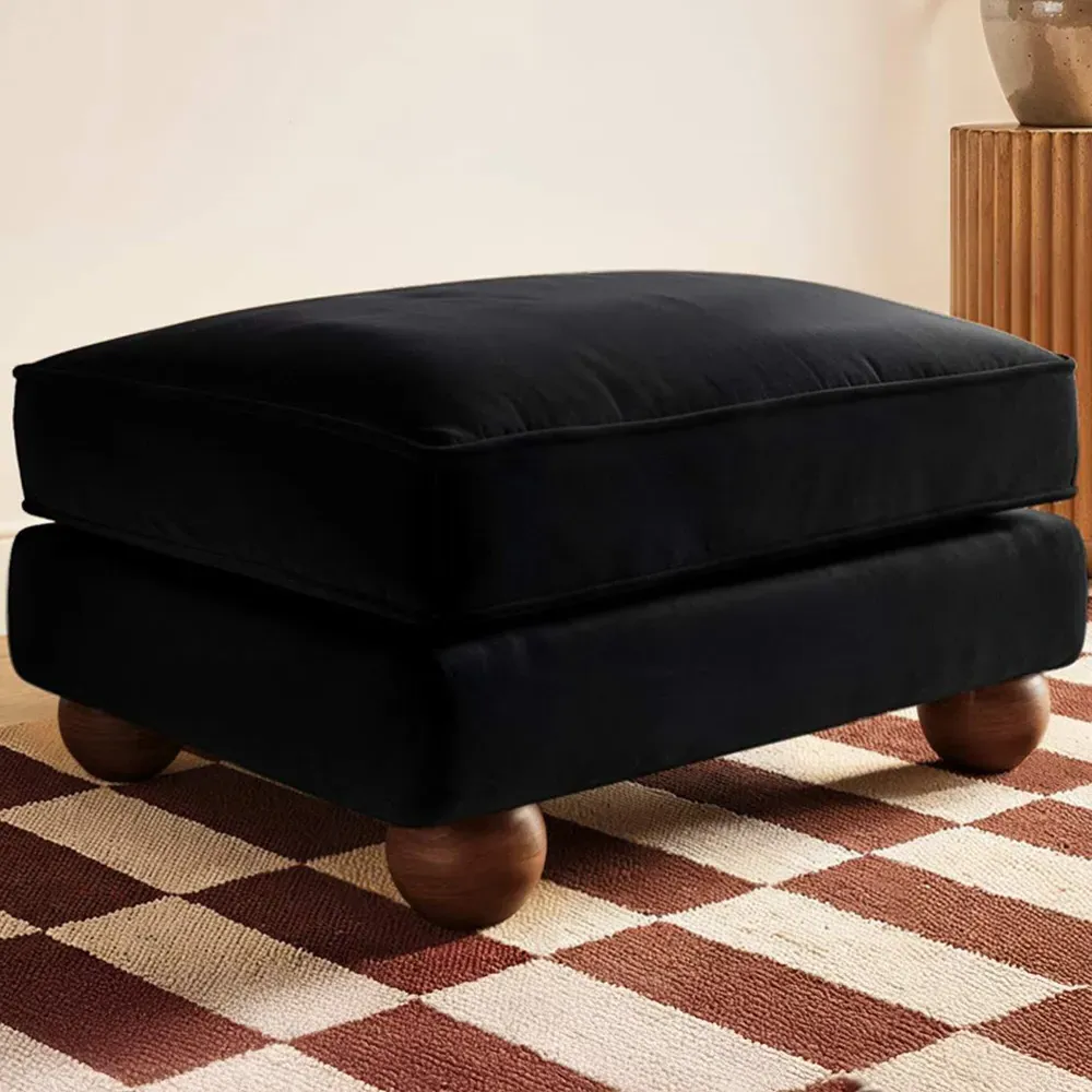 Addison Footstool - Black, Velvet image