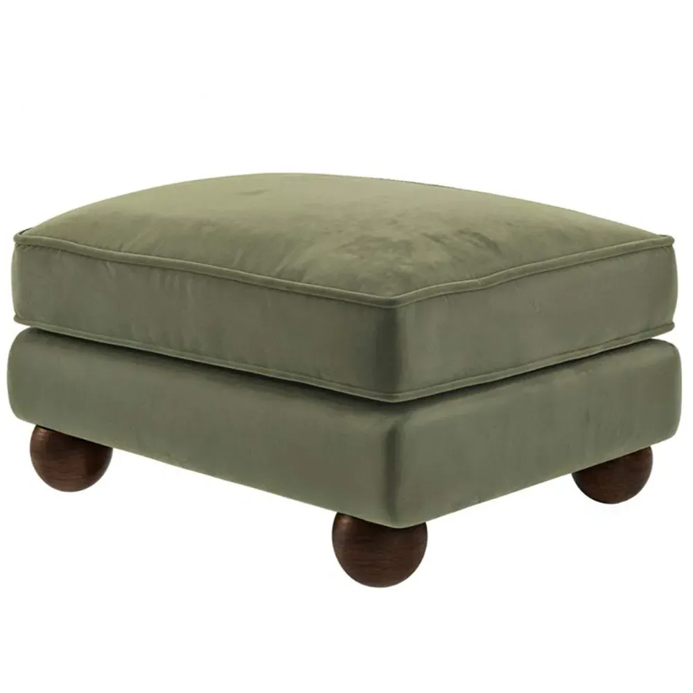 Addison Footstool - Green, Velvet
