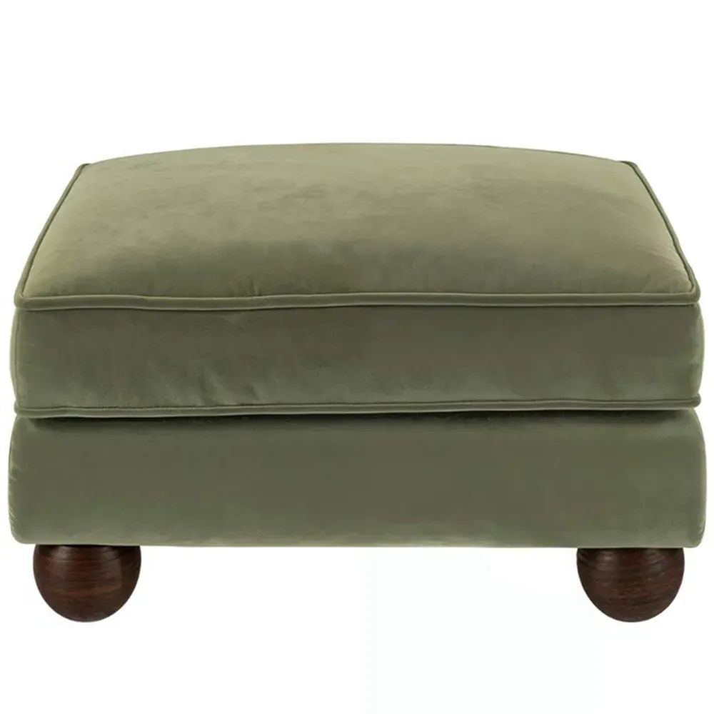 Addison Footstool - Green, Velvet