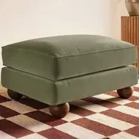 Addison Footstool - Green, Velvet
