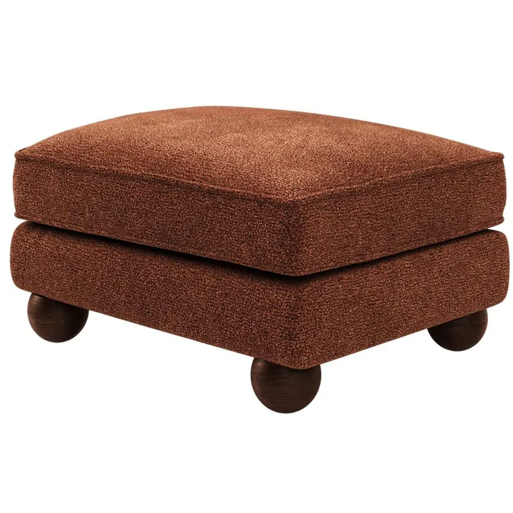 Addison Footstool - Orange, Velvet