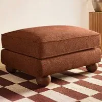 Addison Footstool - Orange, Velvet