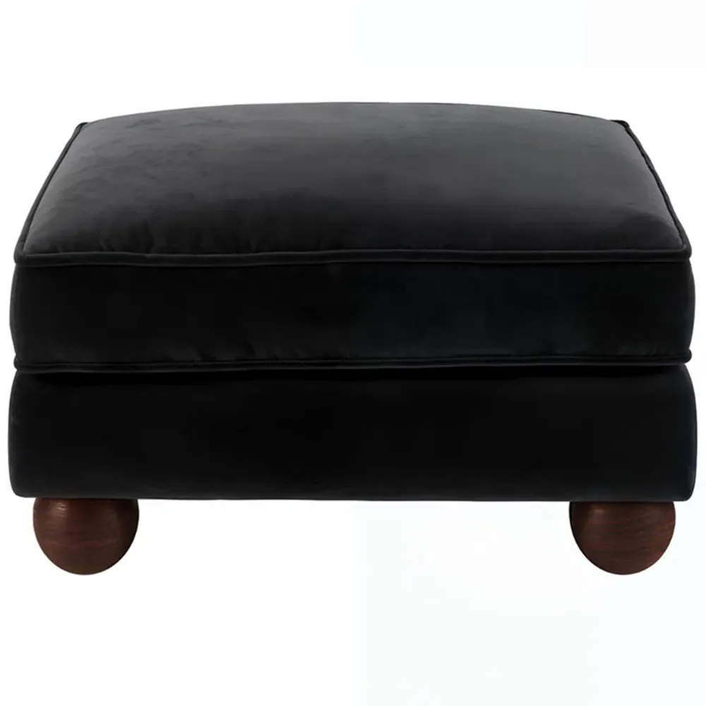 Addison Loveseat and Footstool Set - Black, Velvet