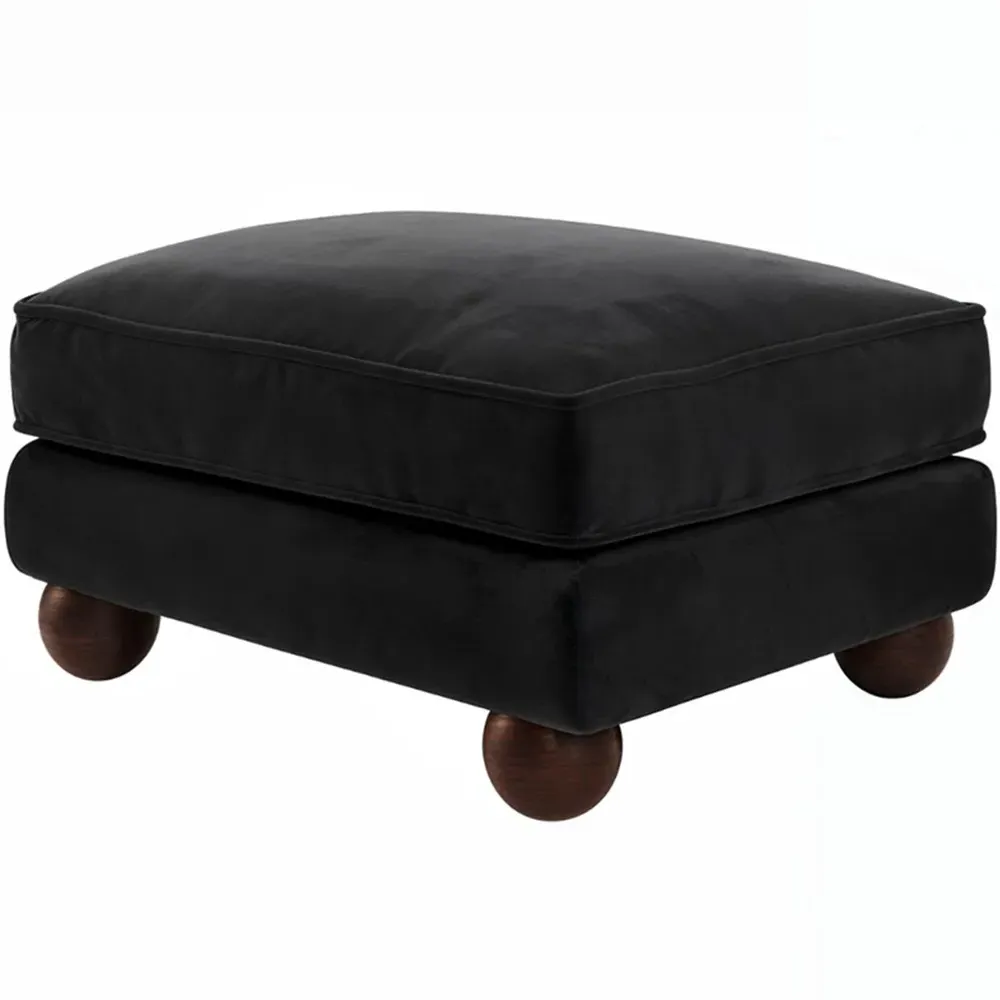 Addison Loveseat and Footstool Set - Black, Velvet