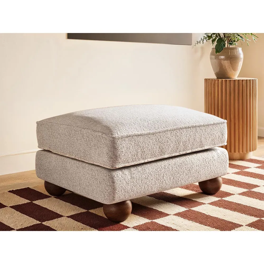 Addison Loveseat and Footstool Set - Cream, Boucle