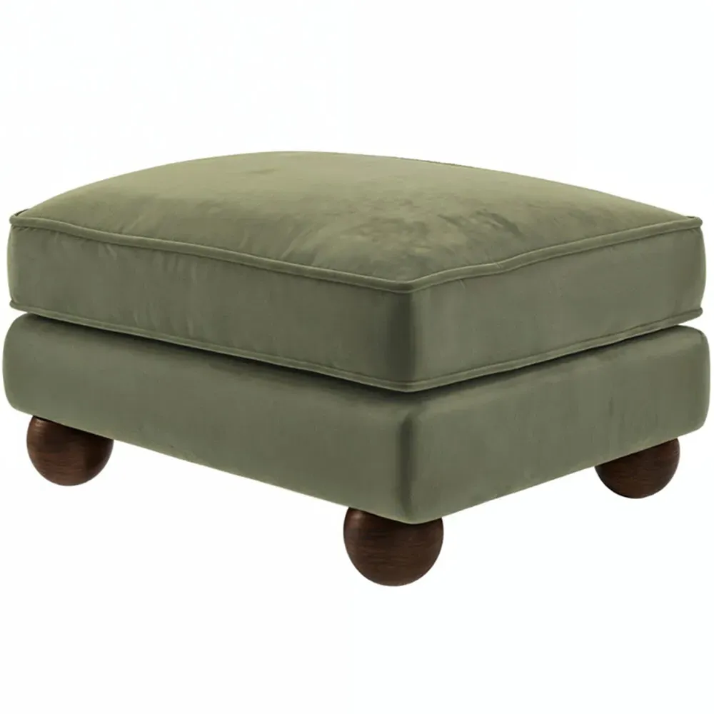 Addison Loveseat and Footstool Set - Green, Velvet