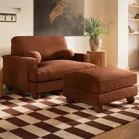 Addison Loveseat and Footstool Set - Orange, Chenille