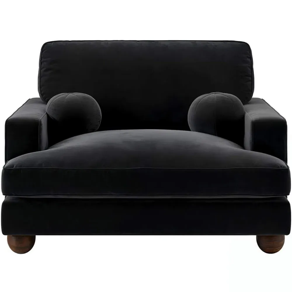 Addison Loveseat with Ball Feet - Black, Velvet