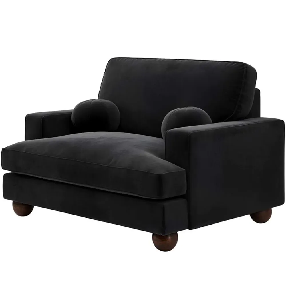 Addison Loveseat with Ball Feet - Black, Velvet