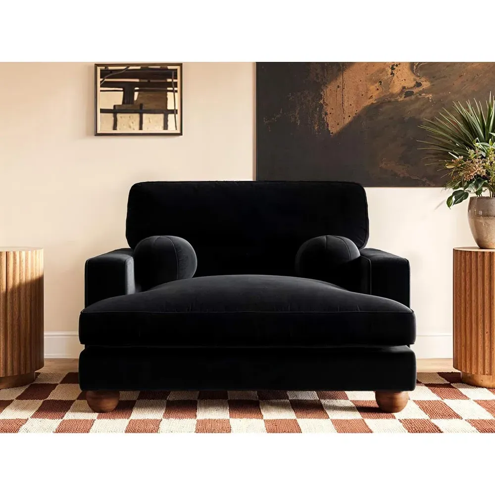 Addison Loveseat with Ball Feet - Black, Velvet